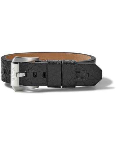 Bulova Precisionist Stainless Steel Leather Bracelet - Black