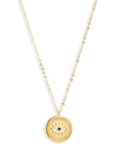 Liza Schwartz Evil Eye Coin Pendant Necklace - Metallic