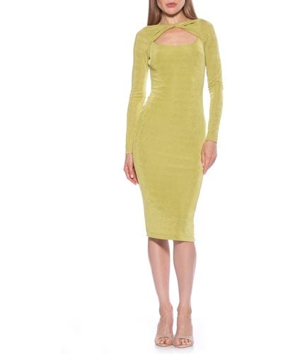 Alexia Admor Tanya Twist Front Cutout Midi Dress - Yellow