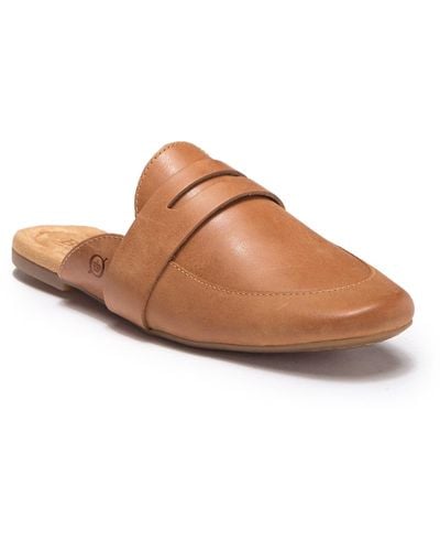 Born Cayo Leather Penny Loafer Mule - Brown