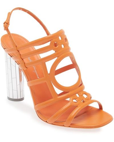 Ferragamo Florenza Block Heel Sandal - Orange