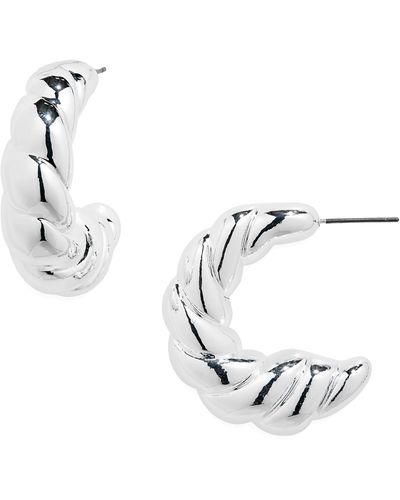 Nine West Puffy Twist Hoop Earrings - Metallic