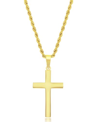Black Jack Jewelry Stainless Steel Cross Pendant Necklace - Metallic
