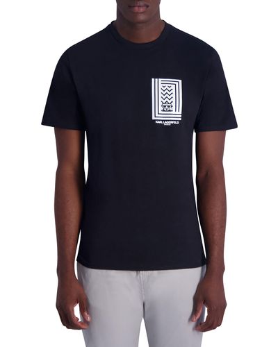 Karl Lagerfeld Rubberized Logo Cotton Graphic T-shirt - Blue