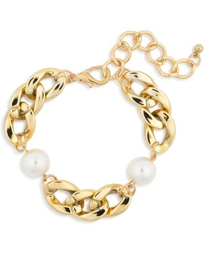 Tasha Imitation Pearl Chain Bracelet - Metallic