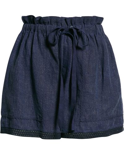 Ulla Johnson Dakota Linen Paperbag Shorts - Blue