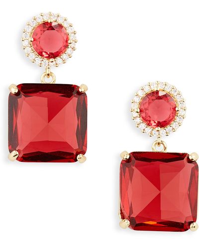 Tasha Crystal Drop Earrings - Red