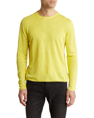 John Varvatos Lex Linen Blend Slub Sweater - Yellow