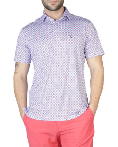 Tailorbyrd Geo Floral Print Performance Polo - Multicolor