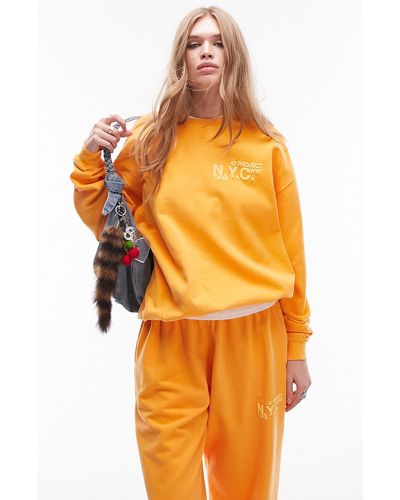 TOPSHOP Co-ord Graphic New York Sweat - Orange