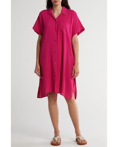 Nordstrom Everyday Button-down Beach Cover-up Tunic - Red