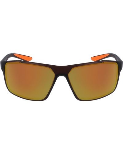 Nike Windstorm 65mm Mirrored Rectangular Sunglasses - Brown