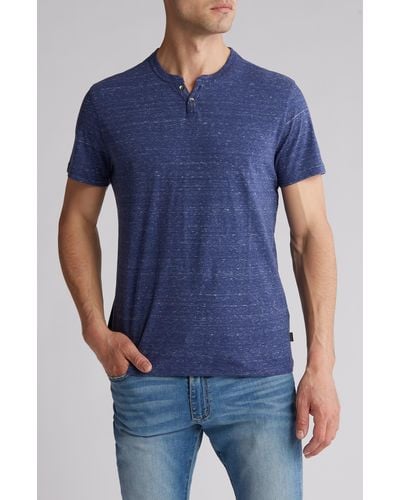 Lucky Brand Slub Cotton Notch Collar T-shirt - Blue