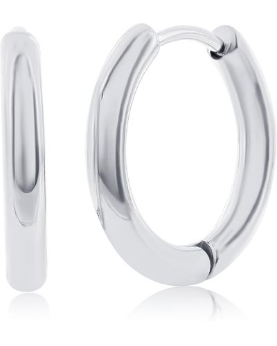 Black Jack Jewelry Stainless Steel Hoop Earrings - White
