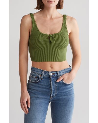 Vici Collection Cindi Rib Crop Sweater Tank - Green