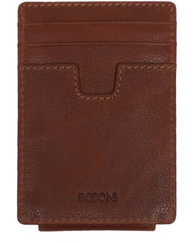 Boconi Leather Money Clip Card Case - Brown