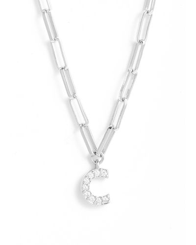 Nadri Pavé Initial Pendant Necklace - White