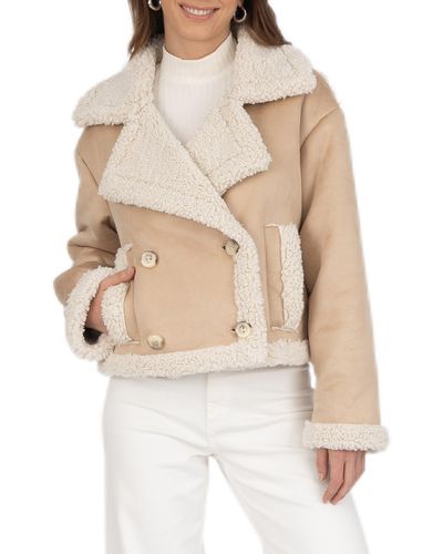 Frye Faux Suede & Faux Shearling Jacket - Natural