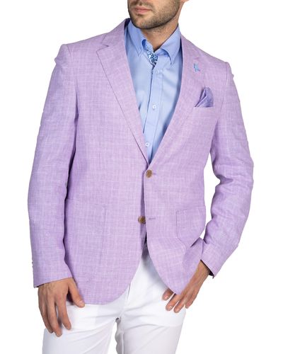 Tailorbyrd Micro Plaid Linen Blend Sportcoat - Purple