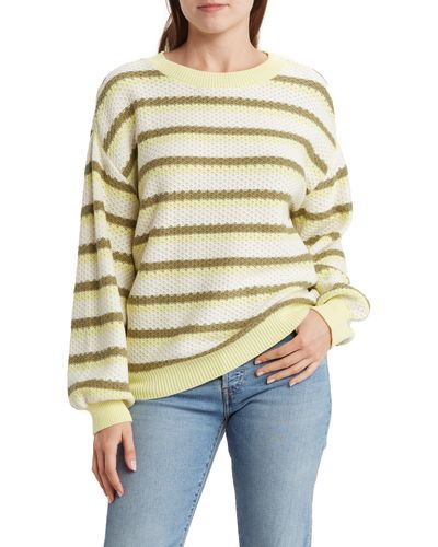 Abound Stripe Pointelle Pullover Sweater - Blue
