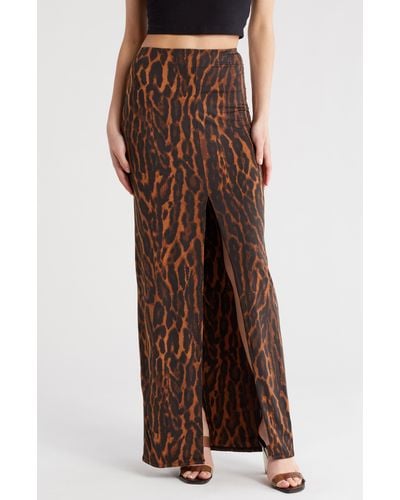 AFRM Miso Leopard Knit Skirt - Brown