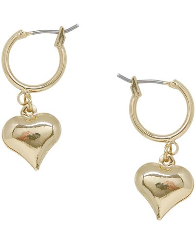 Ettika Gold Huggie Heart Hoop Earrings - Metallic