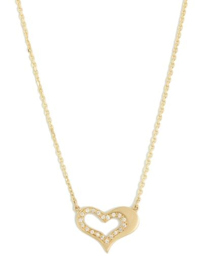 Meira T 14k Gold Pavé Diamond Heart Necklace - Metallic