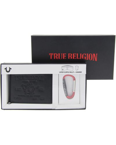 True Religion Sunter Wallet & Carabiner Gift Set - Black
