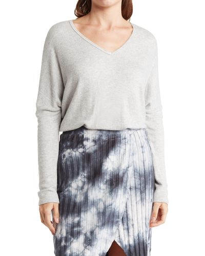 Go Couture V-neck Dolman Sweater - Gray