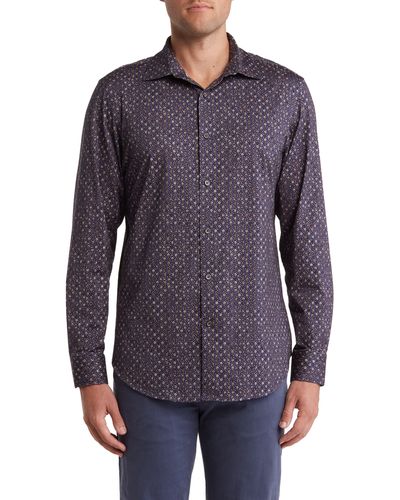 Bugatchi Ooohcotton® Geo Button-up Shirt - Purple