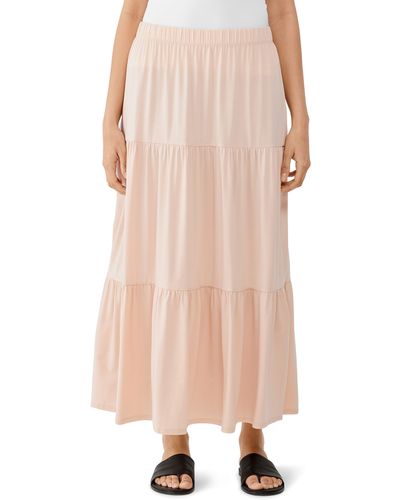 Eileen Fisher Tiered Knit Pull-on Skirt - Pink