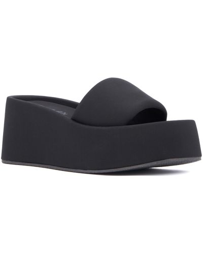 Olivia Miller Uproar Platform Slide Sandal - Black