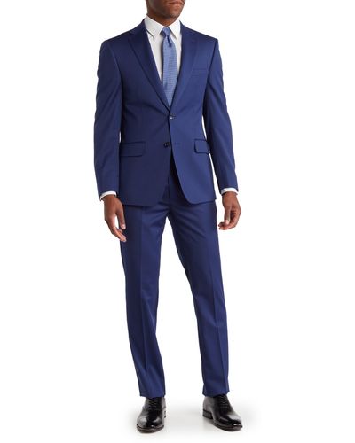 Calvin Klein Mabry Blue Sharkskin Two Button Notch Lapel Slim Fit Suit At Nordstrom Rack