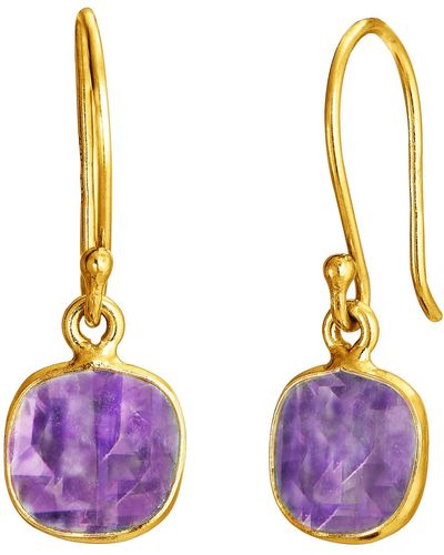 Savvy Cie Jewels Amethyst Drop Earrings - Purple