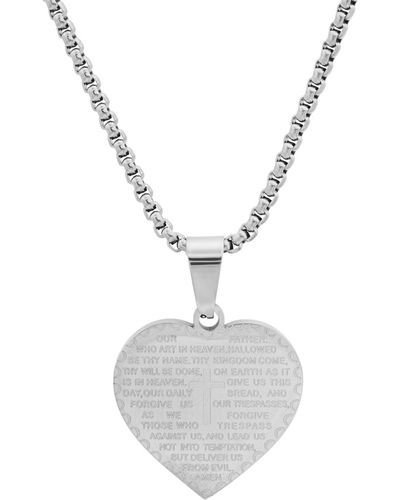 HMY Jewelry Stainless Steel Prayer Pendant Necklace - White