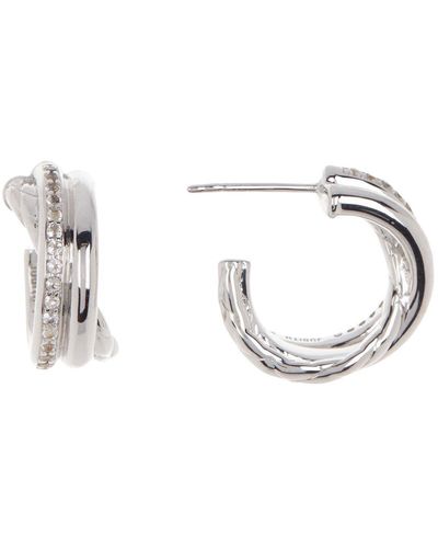 Judith Ripka Sterling Silver White Topaz Huggie Earrings