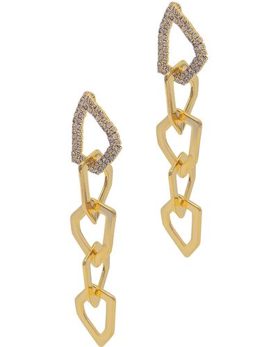 Adornia 14k Gold Plated Pavé Swarovski Crystal Organic Link Drop Earrings - Yellow