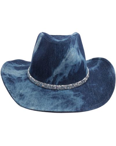 David & Young Denim Bling Cowboy Hat - Blue