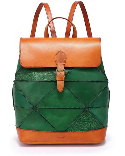 Old Trend Prism Leather Backpack - Green