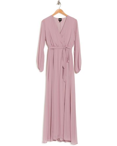 Marina Surplice Long Sleeve Chiffon Maxi Dress In Rose At Nordstrom Rack - Pink