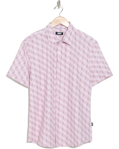 DKNY Simon Short Sleeve Button-up Shirt - Pink