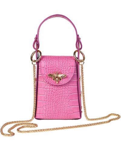 Persaman New York Anette Croc-embossed Leather Crossbody Bag - Pink