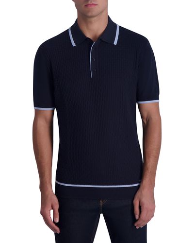 Karl Lagerfeld Textured Polo - Blue