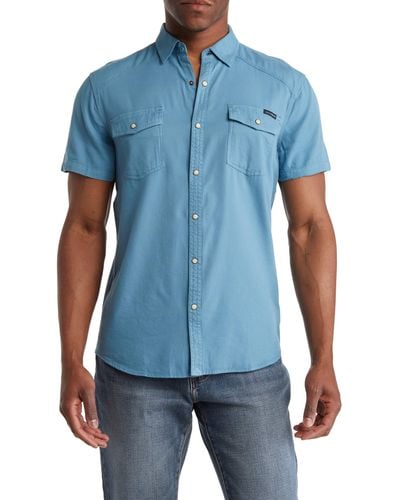 Lucky Brand Western Workwear Short Sleeve Shirt - Blue