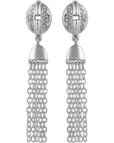 Tahari Crystal Pavé Chain Drop Earrings - White