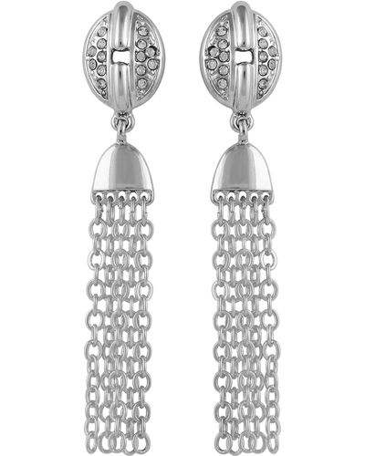 T Tahari Crystal Pavé Chain Drop Earrings - White