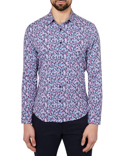 Con.struct Tossed Floral Slim Fit Performance Shirt In Pink At Nordstrom Rack