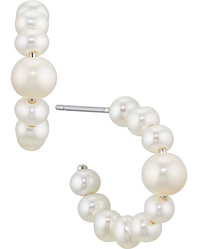 Nadri Lucca Freshwater Pearl Hoop Earrings - White