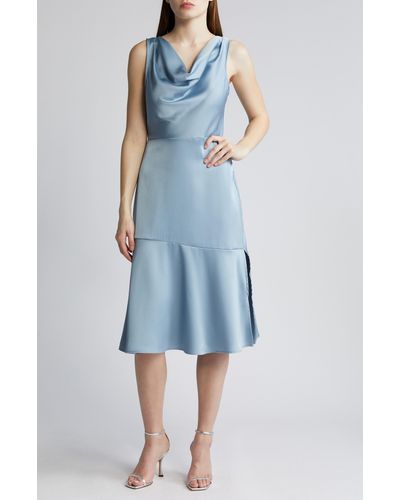 Sam Edelman Drape Neck Cocktail Dress - Blue
