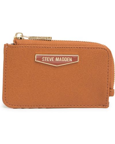 Steve Madden B Slim Zip Around Card Case In Cognac At Nordstrom Rack - Brown